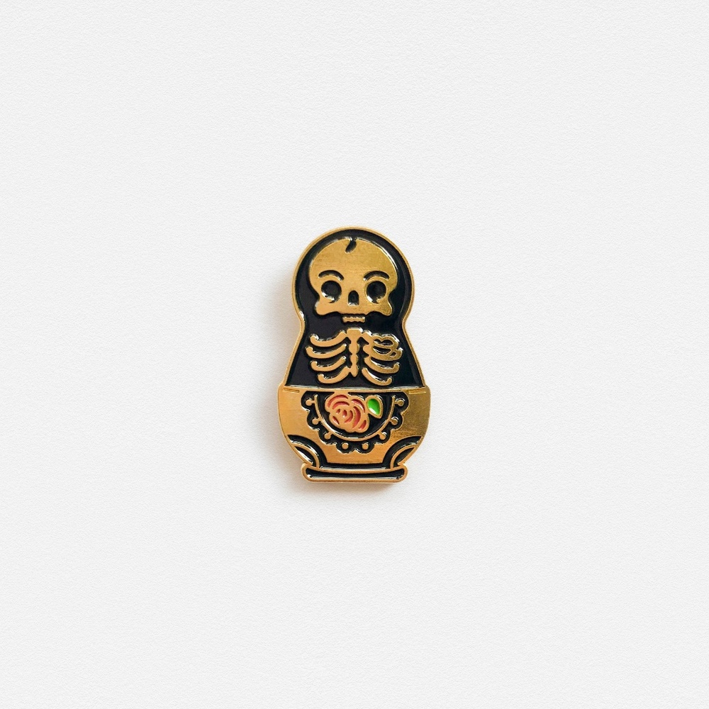 Nesting Doll Skeleton Enamel Pin